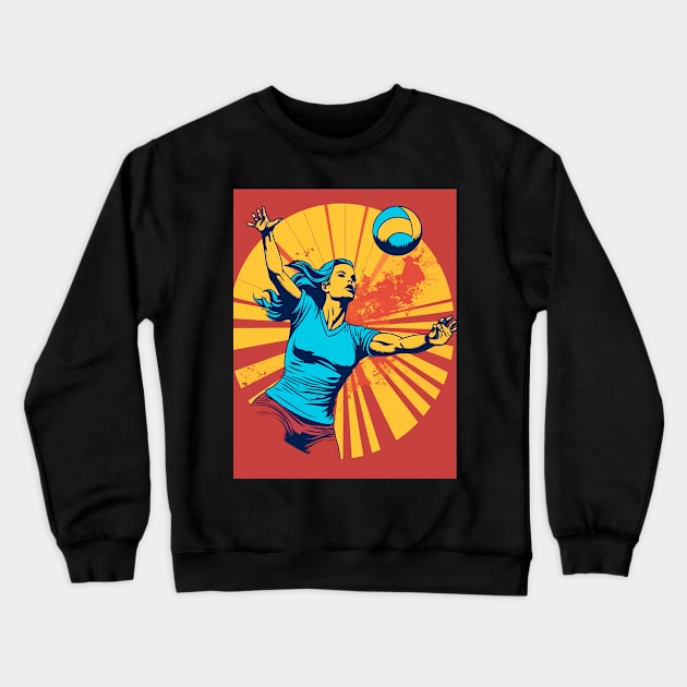 Retro Volleyball Player Crewneck Sweatshirt by Hollywood Tees